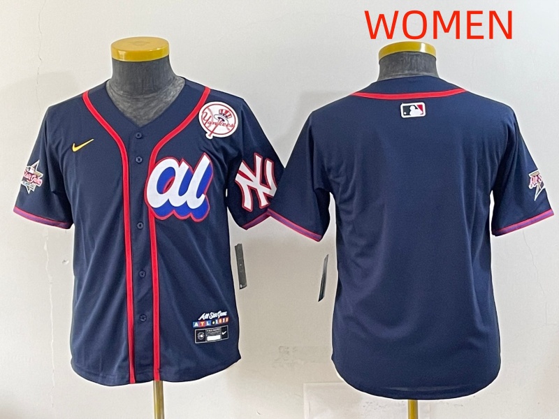 Women 2025 New York Yankees Blank Drak Blue All star Blank Blue Nike MLB Jersey style 2->women mlb jersey->Women Jersey